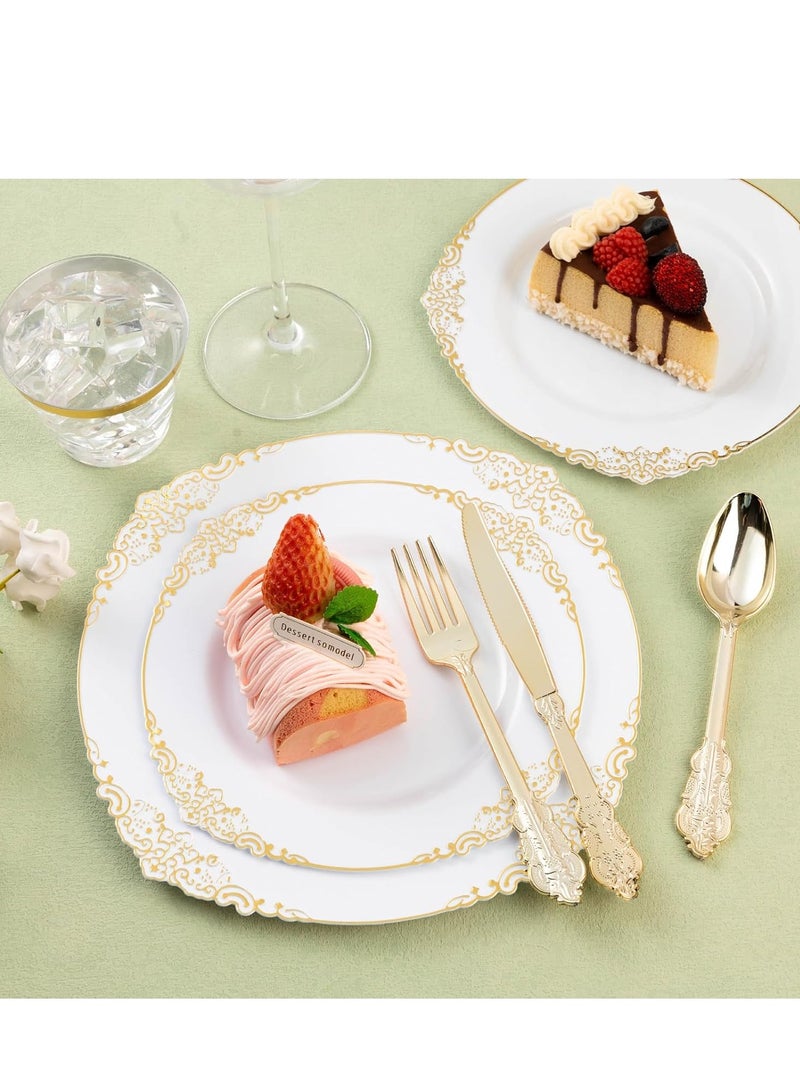30PCS Gold Plastic Silverware, Heavy Duty Gold Disposable Utensils Sets, Includes 10 Forks, 10 Spoons, 10 Knives, Elegant Cutlery Perfect for Wedding, Party - Image 4